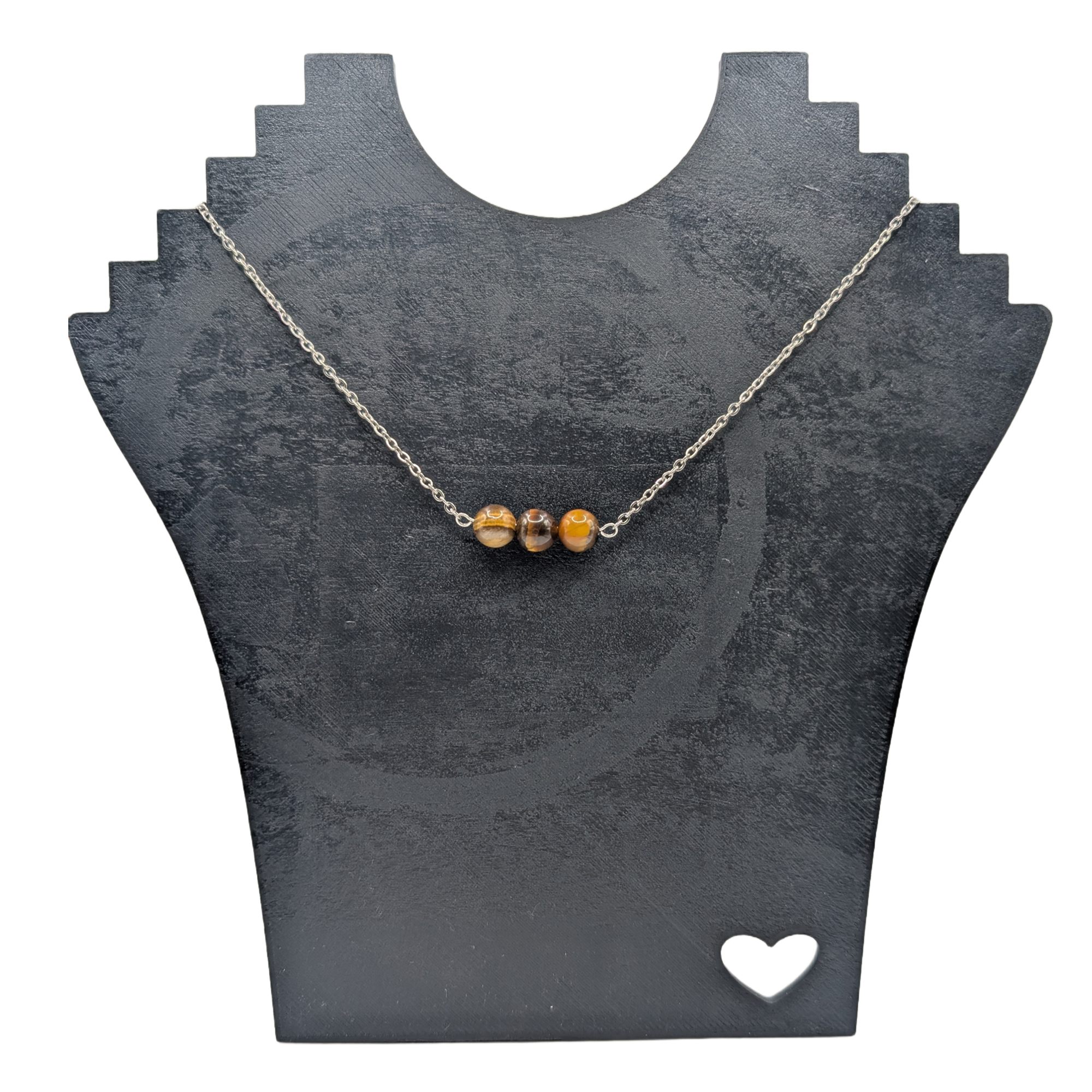 Collier 3 perles en oeil de tigre