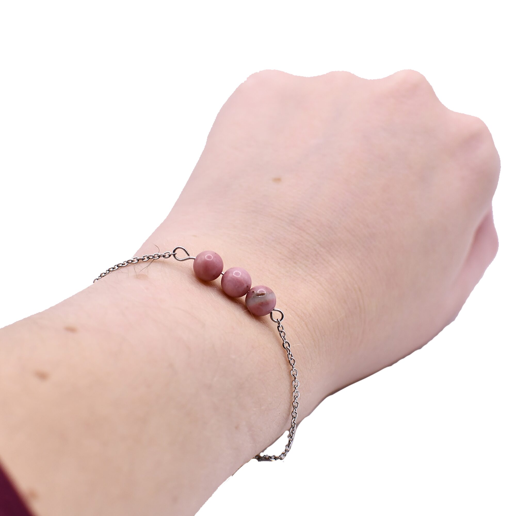 Bracelet chaîne avec rhodonite