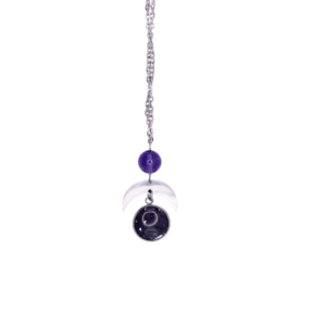 Collier en époxy avec fleur, pierre et lune
