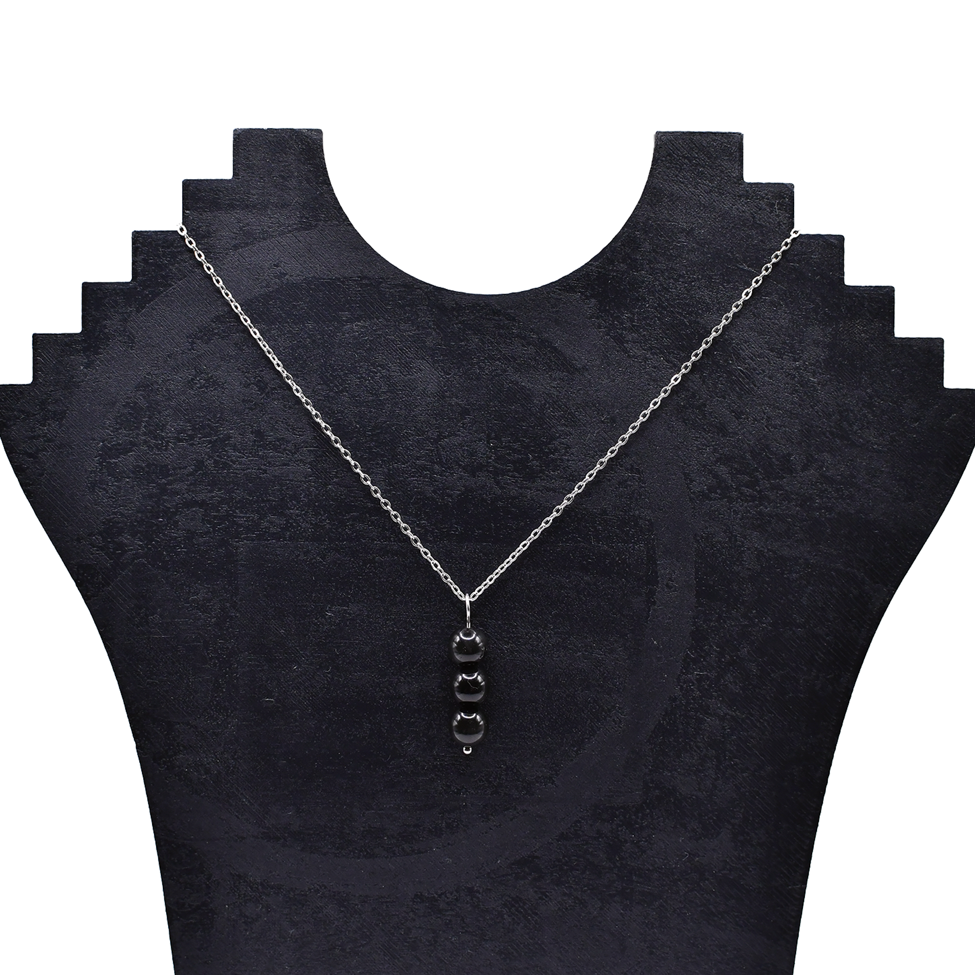 Collier 3 perle obsidienne œil céleste