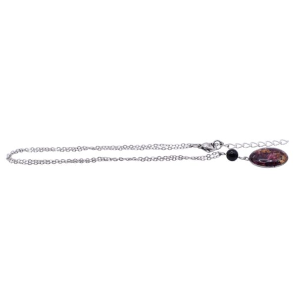 Collier en époxy en fleur de rose et pierre – Image 2