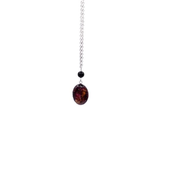 Collier en époxy en fleur de rose et pierre – Image 3