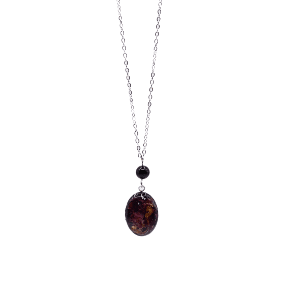 Collier en époxy en fleur de rose et pierre – Image 4