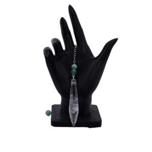 Pendule en époxy fluorite et pierre chrysolite