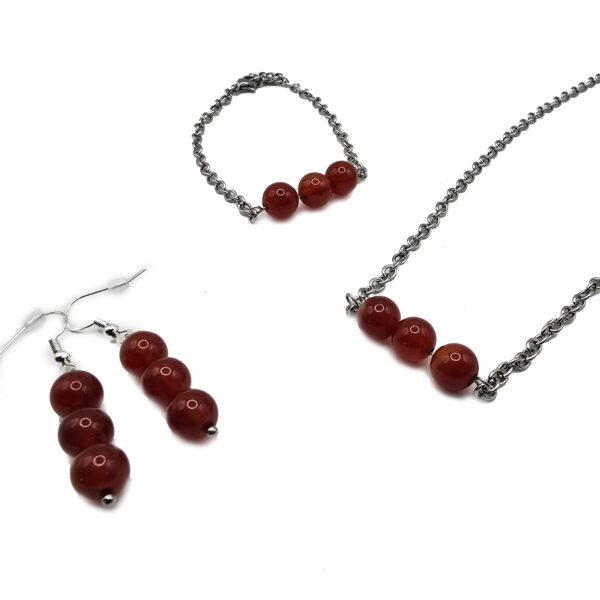 Boucle d'oreille avec 3 perle de cornaline – Image 3