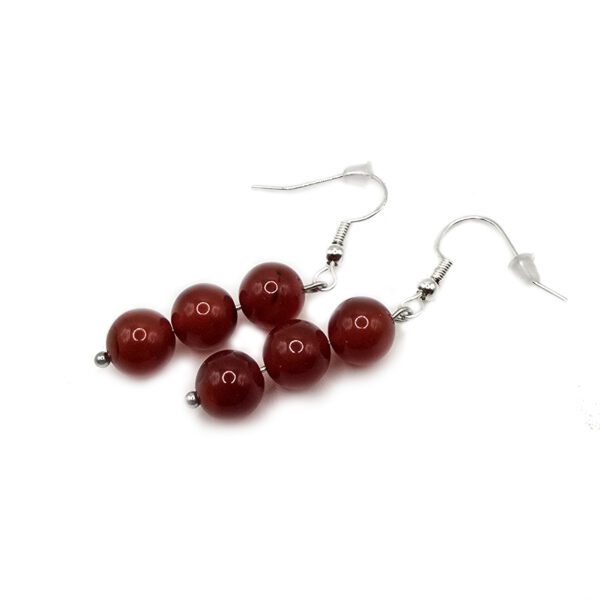 Boucle d'oreille avec 3 perle de cornaline