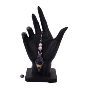 Pendule en époxy fleurs mauve et améthyste